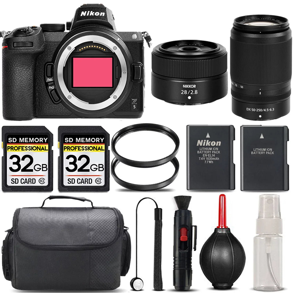 Battery International Case + + UV f/4.5-6.3 + Mirrorless Filter f/2.8 28mm with Nikon + Kit Cleaning - Lens Backup Z5 Lens Version Storage 64GB + + 50-250mm VR