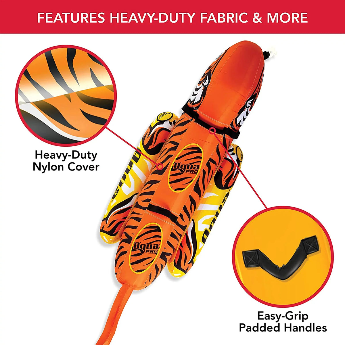 AquaPro Person Orange Rider, 96 Water Heavy Duty Tiger 2 Inch Nylon Towable