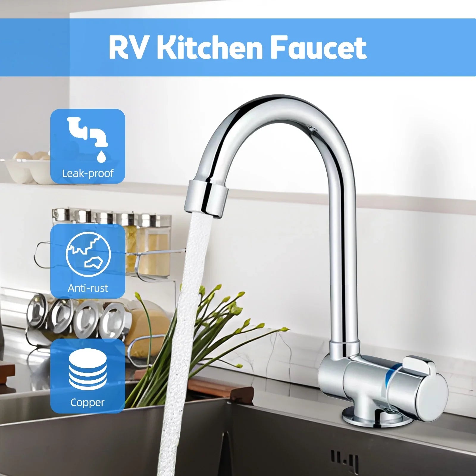 Faucet Hoses Yacht Folding Kitchen Supply Basin with Tap RV Mixer Water Walmeck for Basin