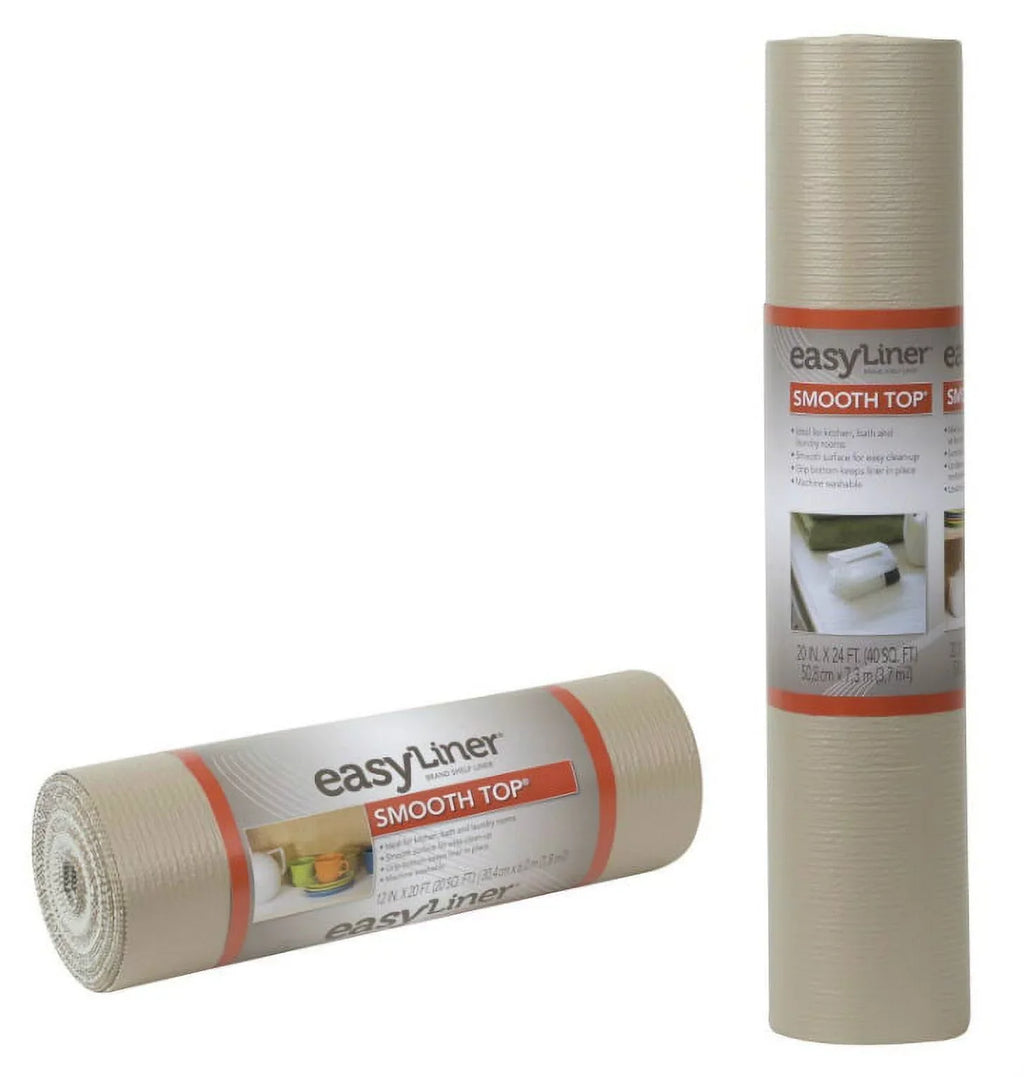 24-Foot 12-Inch 20-Foot, Smooth x 2 Rolls Total EasyLiner Duck Top Non-Adhesive Liner Shelf and Taupe, x 20-Inch