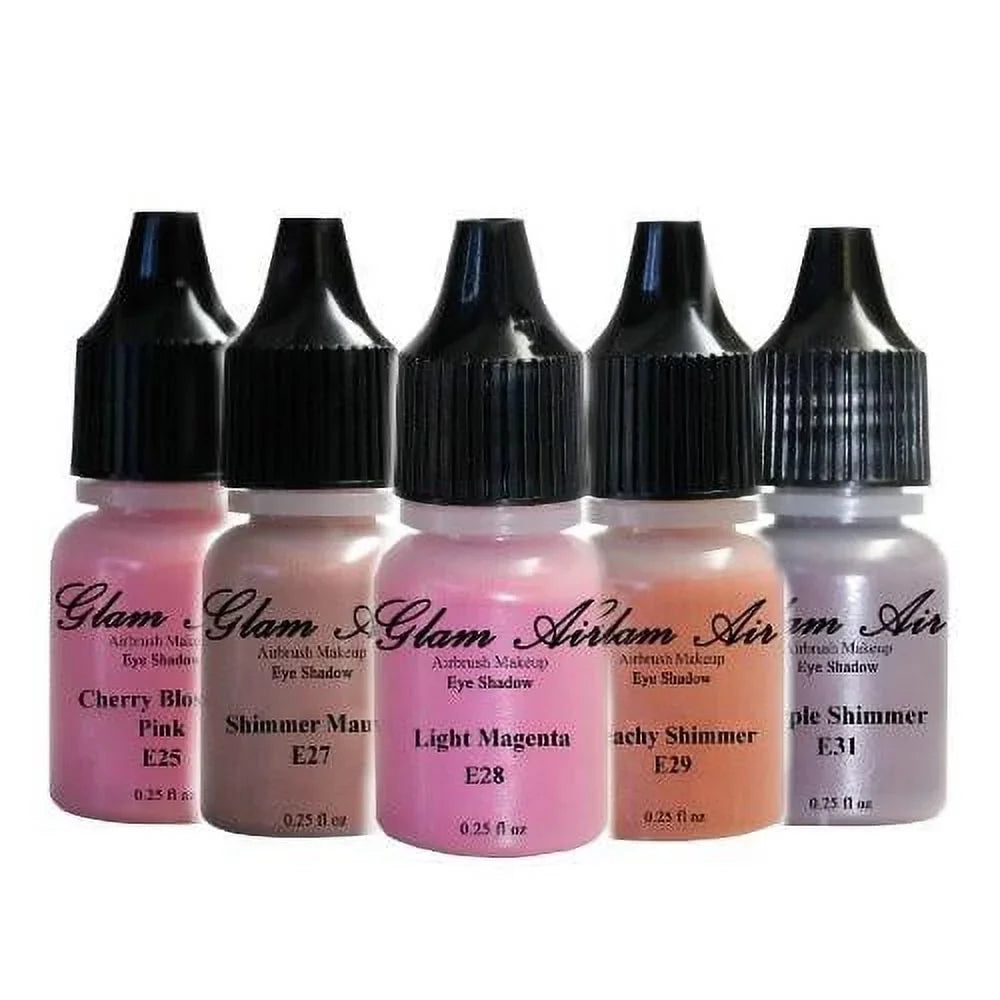Magenta, Shimmer, and E25 Shadow E28 Makeup All Shimmer Peachy E31 Day of Cherry Set Purple Shimmer Light Eye E27 Glam of Water-based Shades Mauve, Five atmospheric (5) Last Airbrush E29 Formula Blossom Pink,