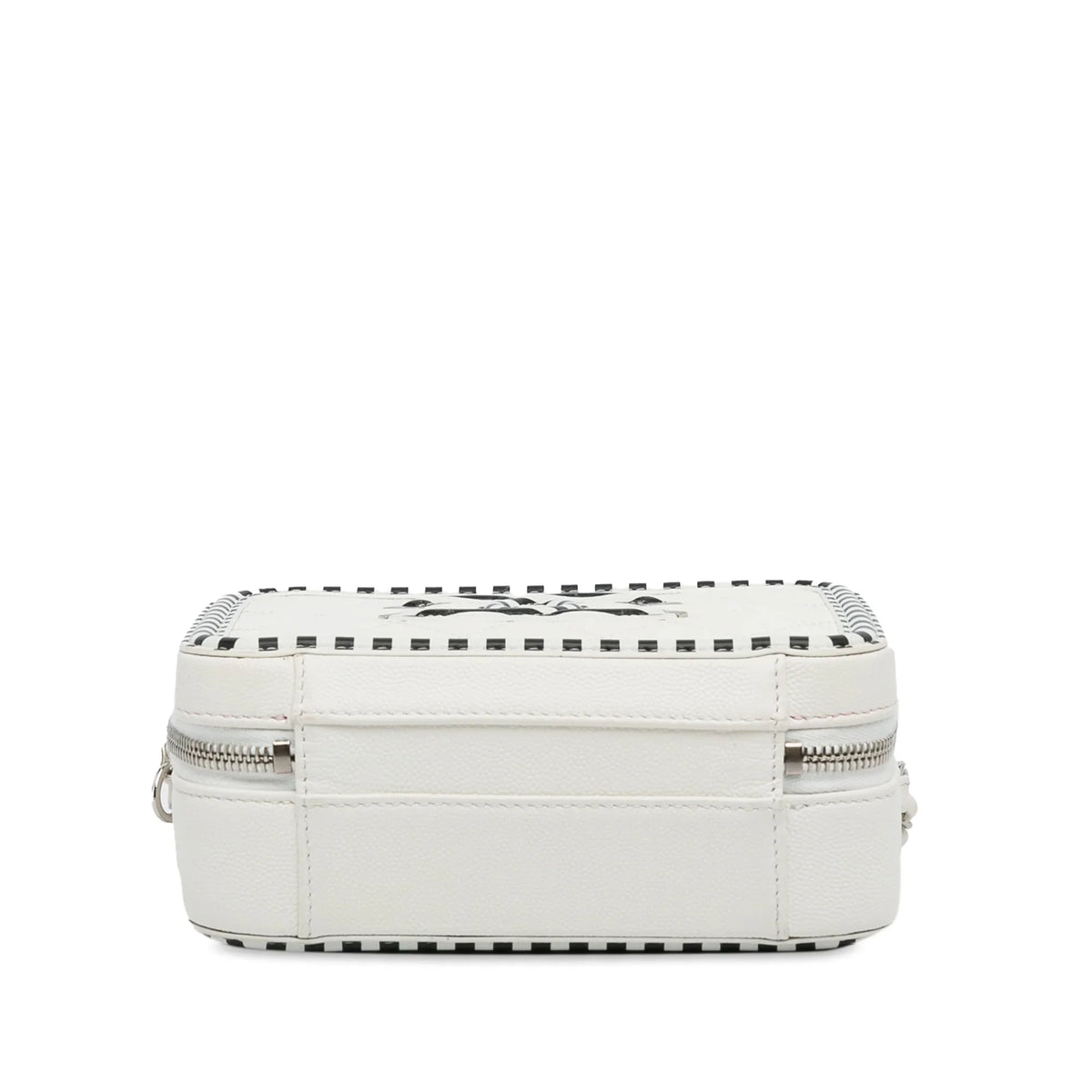 (Like Chanel Unisex Filigree Pre-Owned New) Small Caviar Bag Authenticated Leather Vanity CC White
