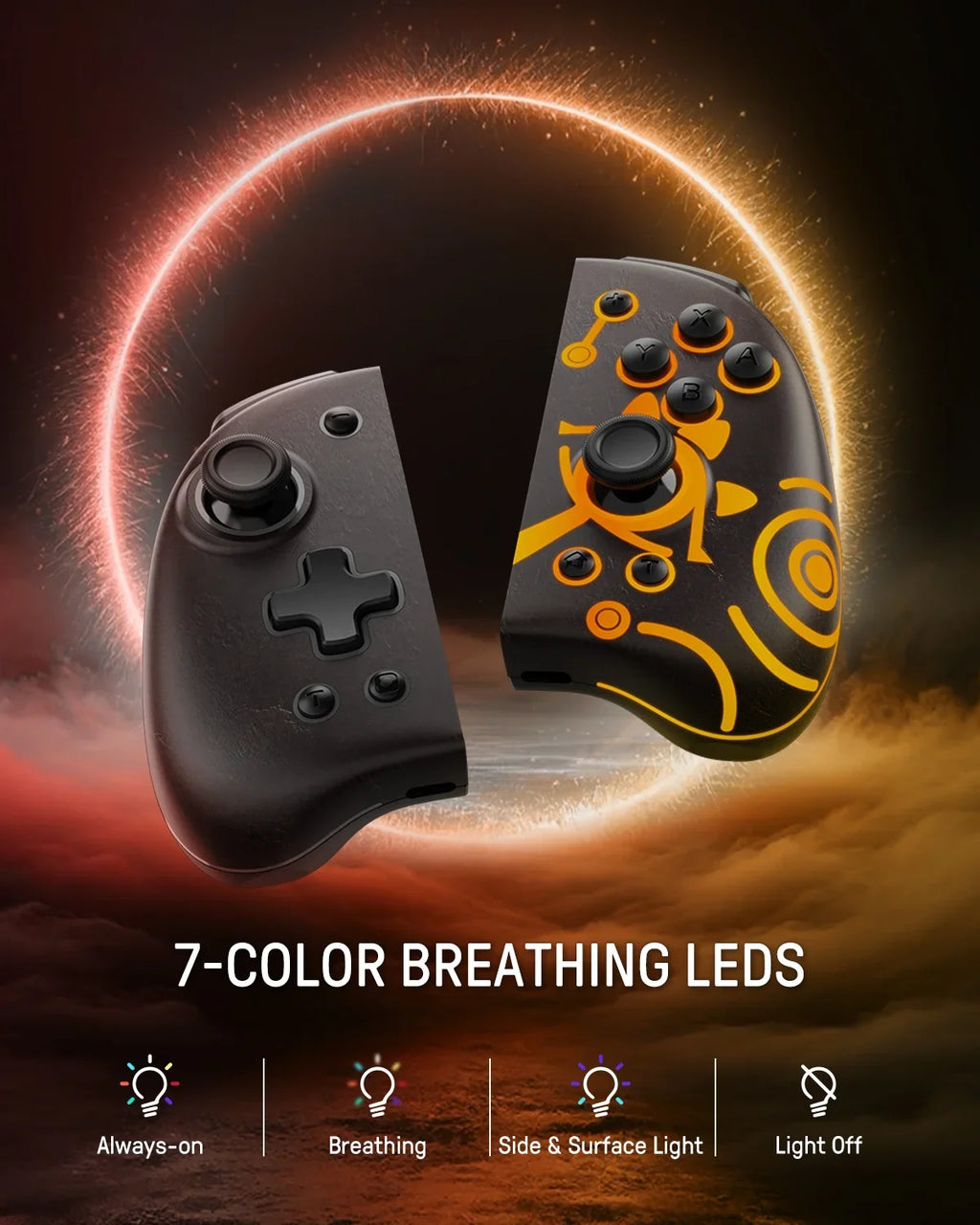 Colors/Paddle/Turbo for 7 Switch/OLED, - Mode Compatible Controller Controller Ergonomic Handheld Nintendo Zelda with Sheikah Joypad Funlab with Luminous Brown Switch LED for Fans
