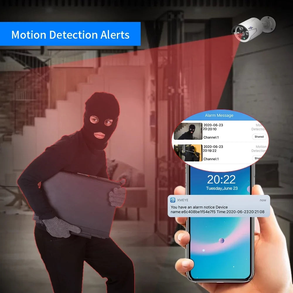 IP66 Waterproof Remote Camera with Night 5MP Audio Motion Super Anself Detection Access POE