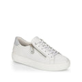 White, Women's 42 Size Lace-Up D0916-80 EU Side-Zipped Sneakers, Rieker