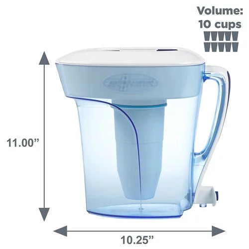 ZeroWater 100, Water Filtration Pour Cup Zero Pitcher, white Ready 10