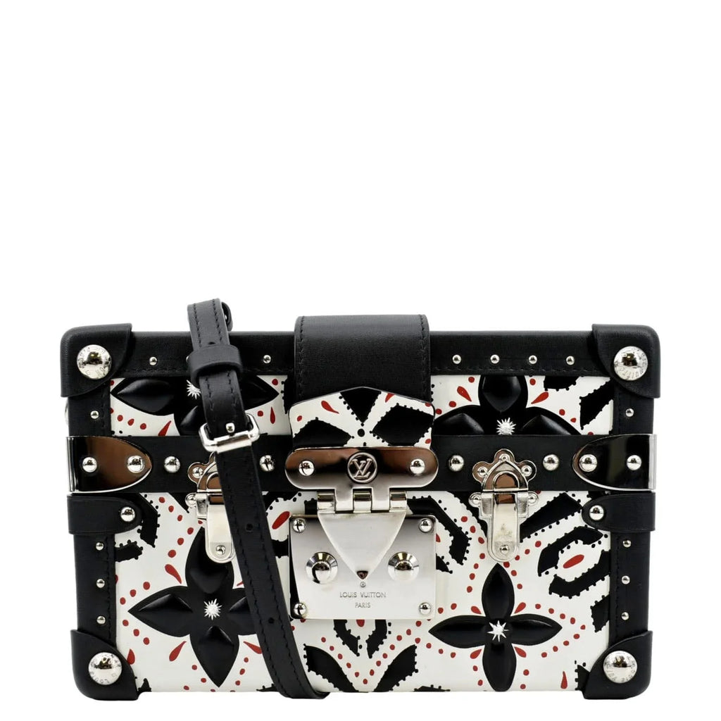 Black/Multicolor Print Crossbody Petite Pre-owned Bag LOUIS Graphic VUITTON Malle Leather