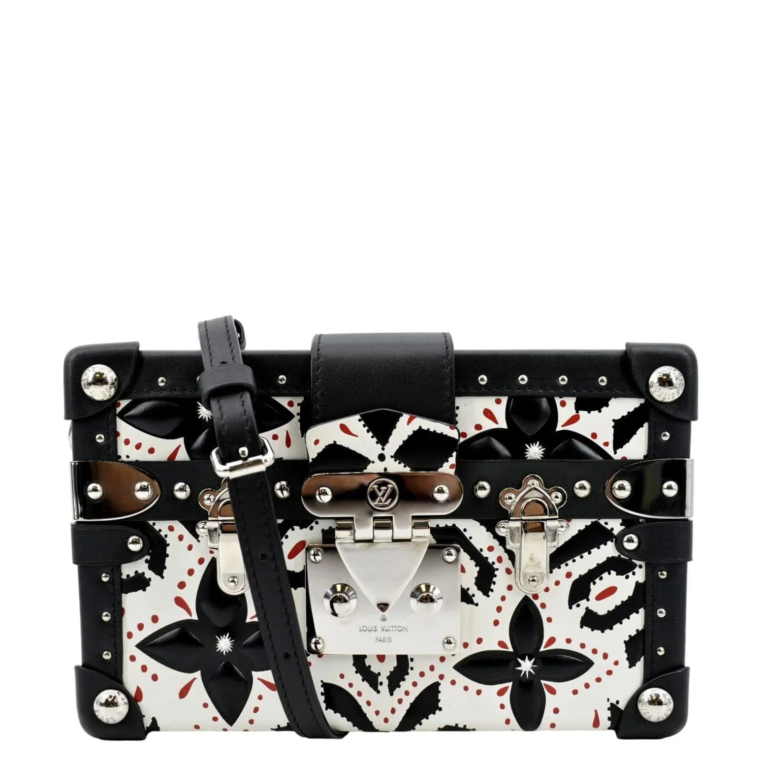 Black/Multicolor Print Crossbody Petite Pre-owned Bag LOUIS Graphic VUITTON Malle Leather