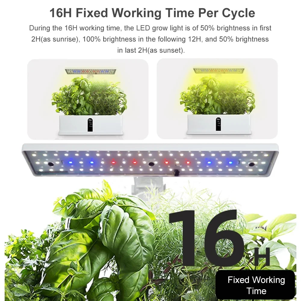 for Growing Lights 2L Pods Automatic Adjustable Height 15W Timing Water Grow LED with Kit 9 Office Tank Home Lixada Kitchen Indoor Hydroponics
