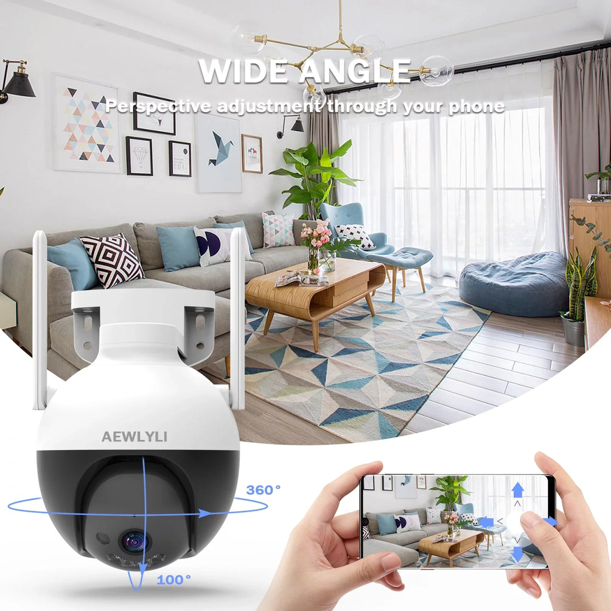 AEWLYLI with Color Night Camera 2.4G/2.5K/4MP Outdoor Camera Siren,360° & View,Home WiFi, Wireless Detection Security Vision,Spotlight Motion