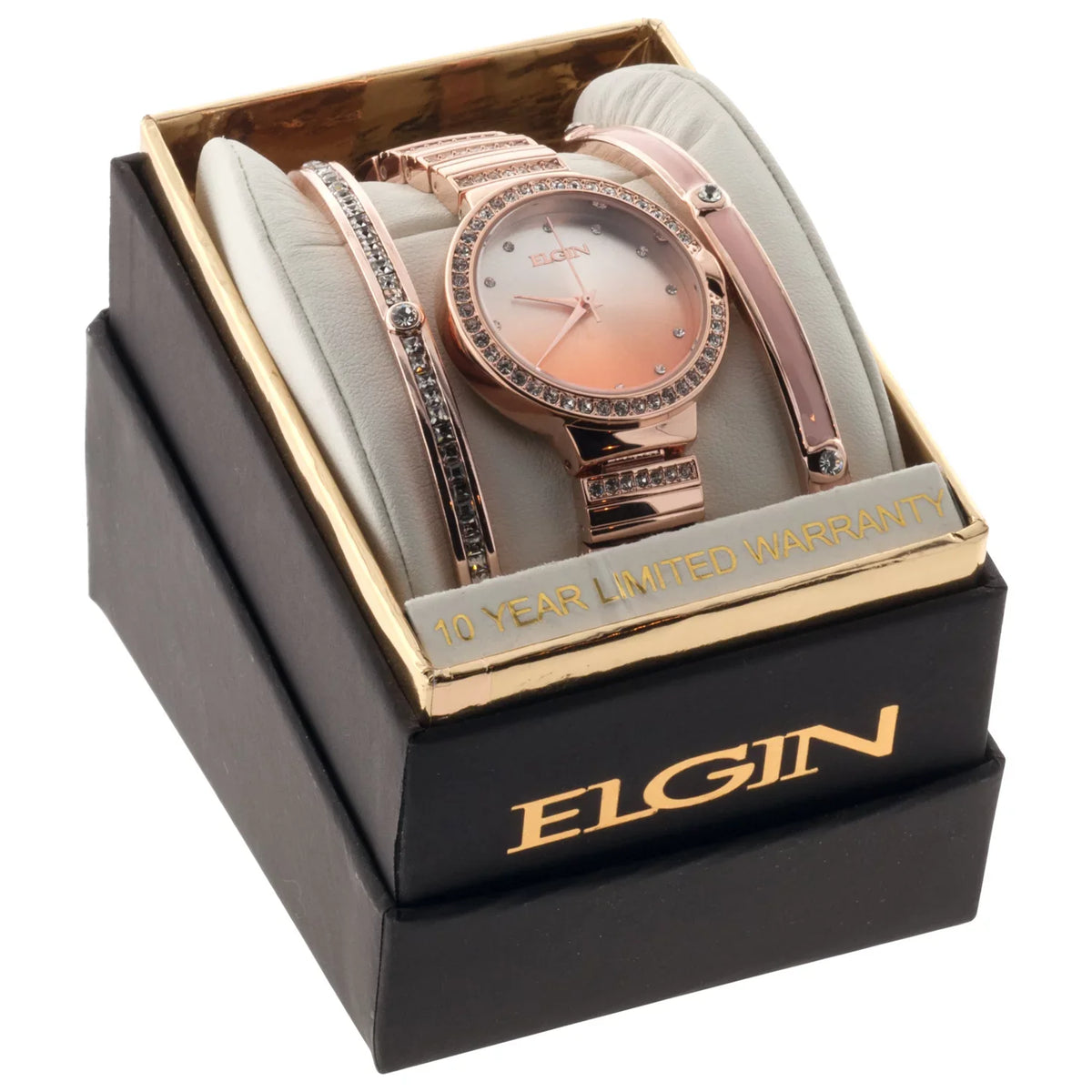 3pc Female (EG160012RGST) Set and Analog Adult Gold Elgin in Rose Watch Bracelet