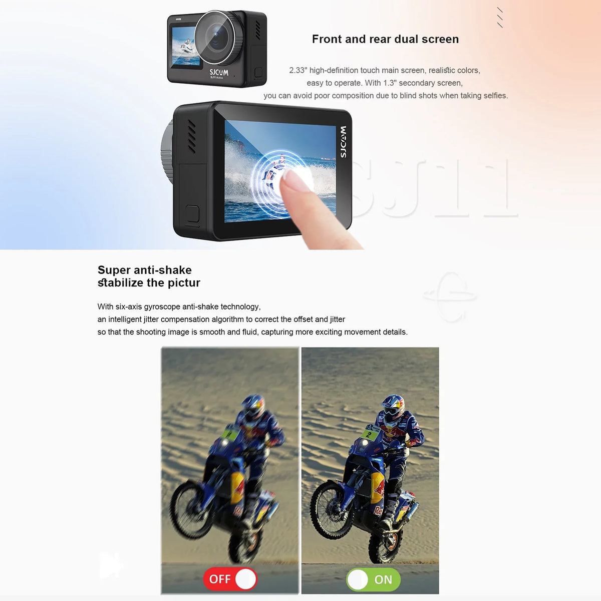 Yabuy -shaking Screen Waterproof Camera with Action Streaming 20MP Dual Camera SJ11Active Camera mobile Support Live Waterproof Adapters Case Action