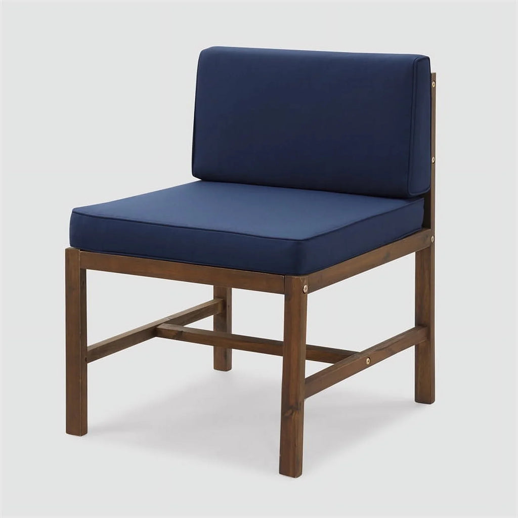 Edison Dark Walker Wood Solid Brown/Navy Patio Chair - Acacia Modular Side