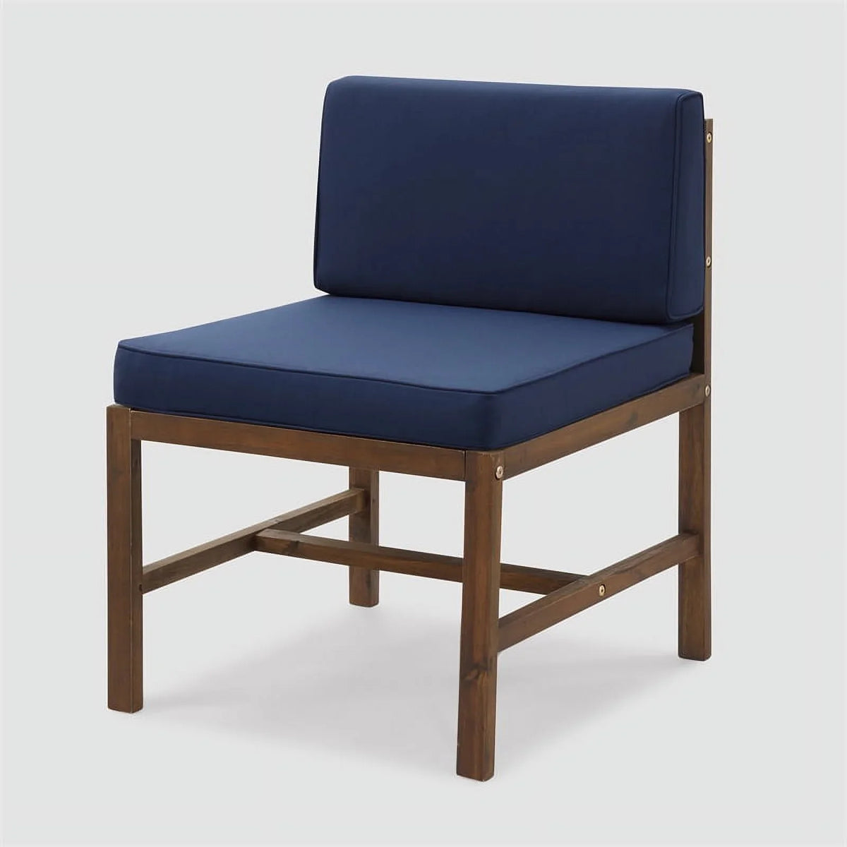 Edison Dark Walker Wood Solid Brown/Navy Patio Chair - Acacia Modular Side