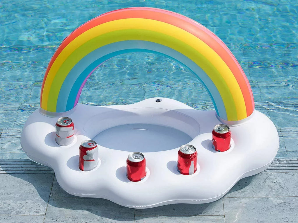 Toy Accessori Holder Party Float Pool Rainbow self-inflating Water Drink Floats Creative Pool Cloud