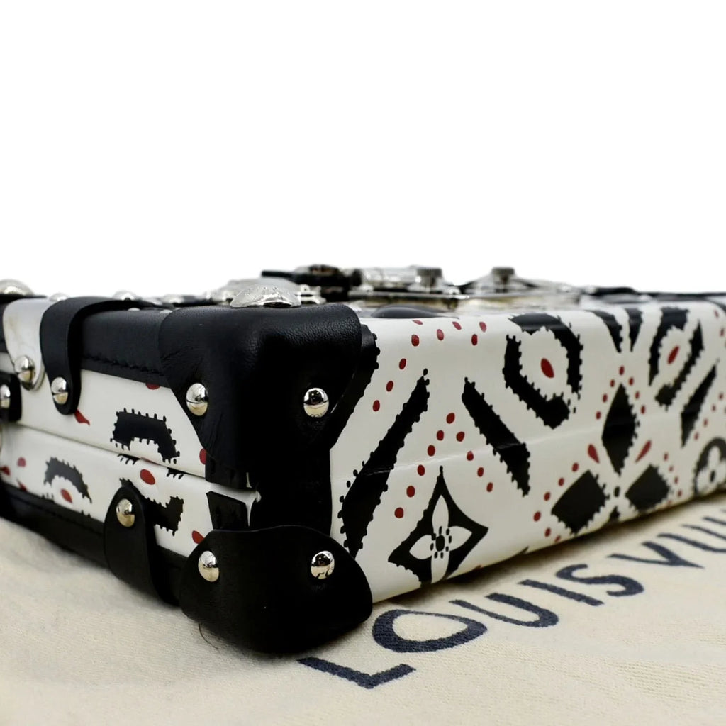 Black/Multicolor Print Crossbody Petite Pre-owned Bag LOUIS Graphic VUITTON Malle Leather