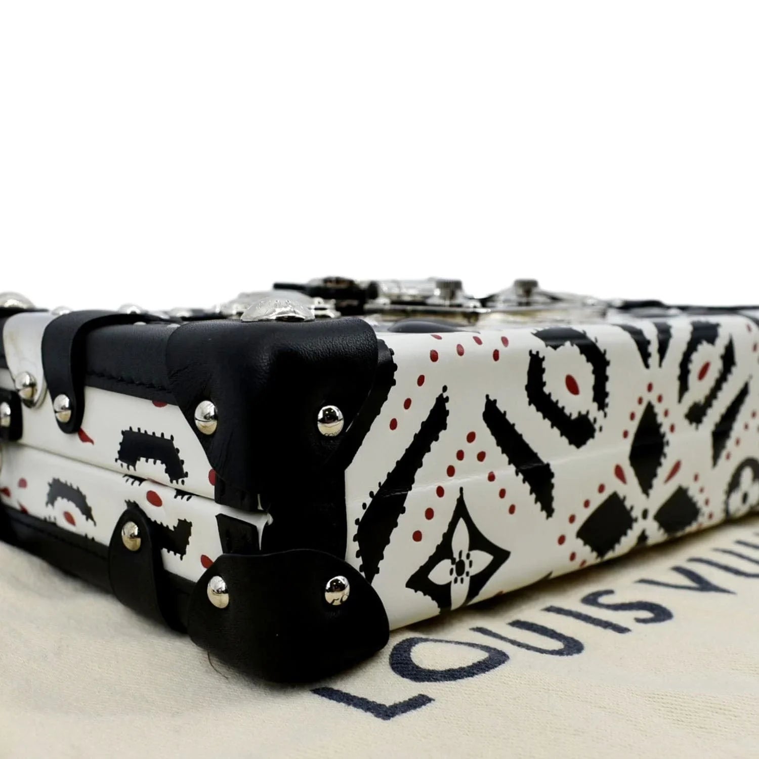 Black/Multicolor Print Crossbody Petite Pre-owned Bag LOUIS Graphic VUITTON Malle Leather