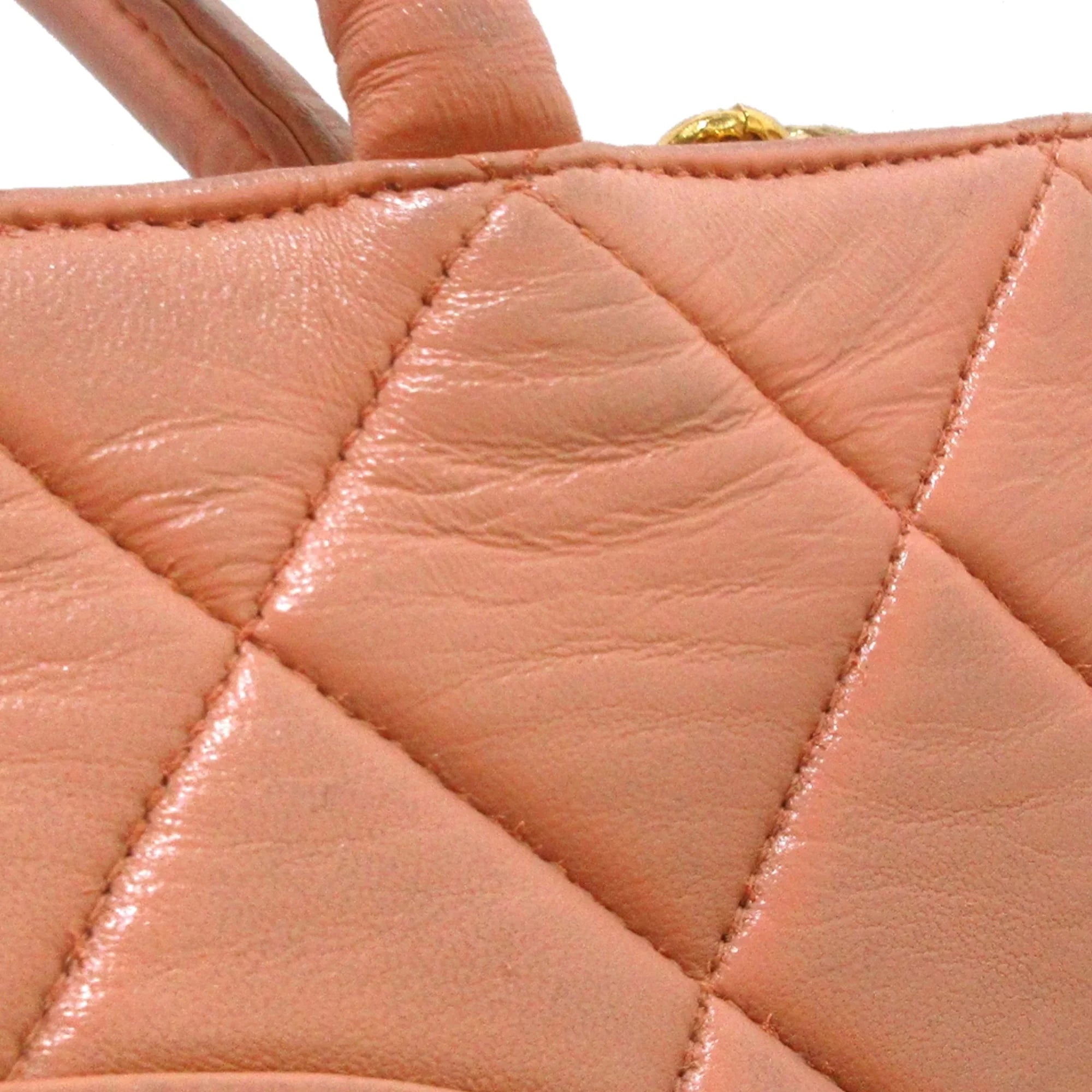 Leather Lambskin Orange Medallion Bag (Good) Pre-Owned Tote Chanel Authenticated Women Tote