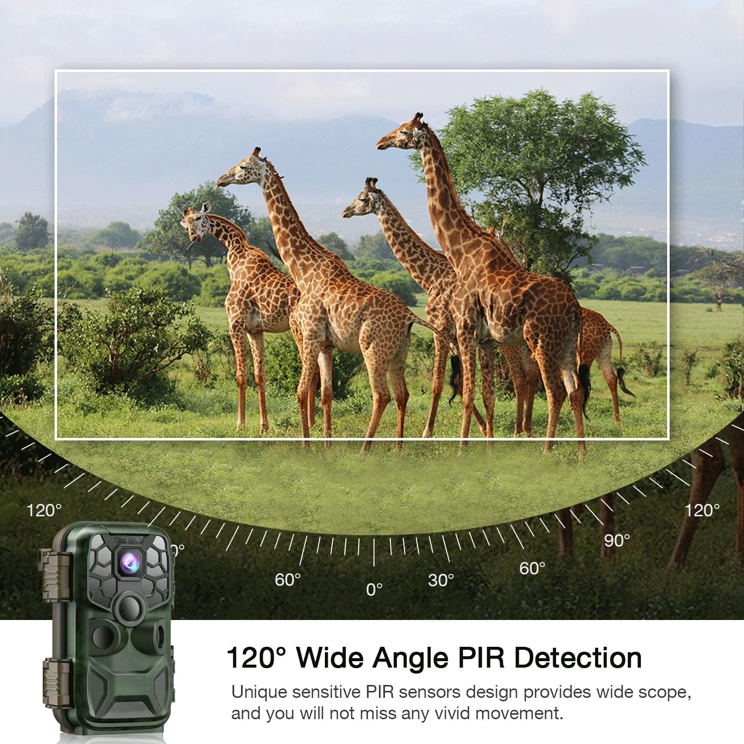 Trail Angle 120° Camera with PIR for IP66 Bluetooth Sensor Night Motion Native Waterproof Vision CAMPARK 3 Camera Cam Wildlife Wide WiFi 42MP Monitoring Activated Game Hunting Deer 4K Trail 30fps