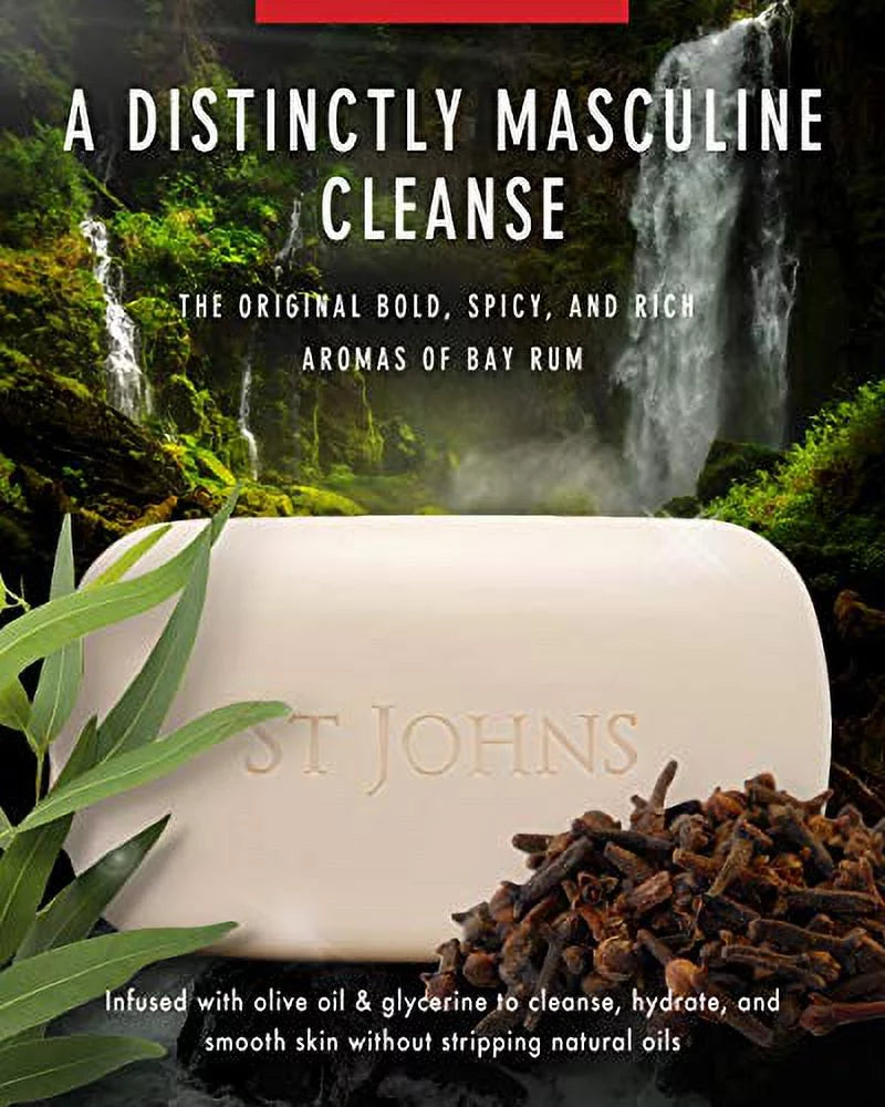 Glycerine Soap Soap Made, & Olive Bar) Bar Rum with , USA Ounce Triple-milled 7 Soap of Men Bar Bar Hydrating , (Pack Bay Soap , men 1) John St. , for Luxury Oil Bar Mens Body (7 for Rum oz Bay