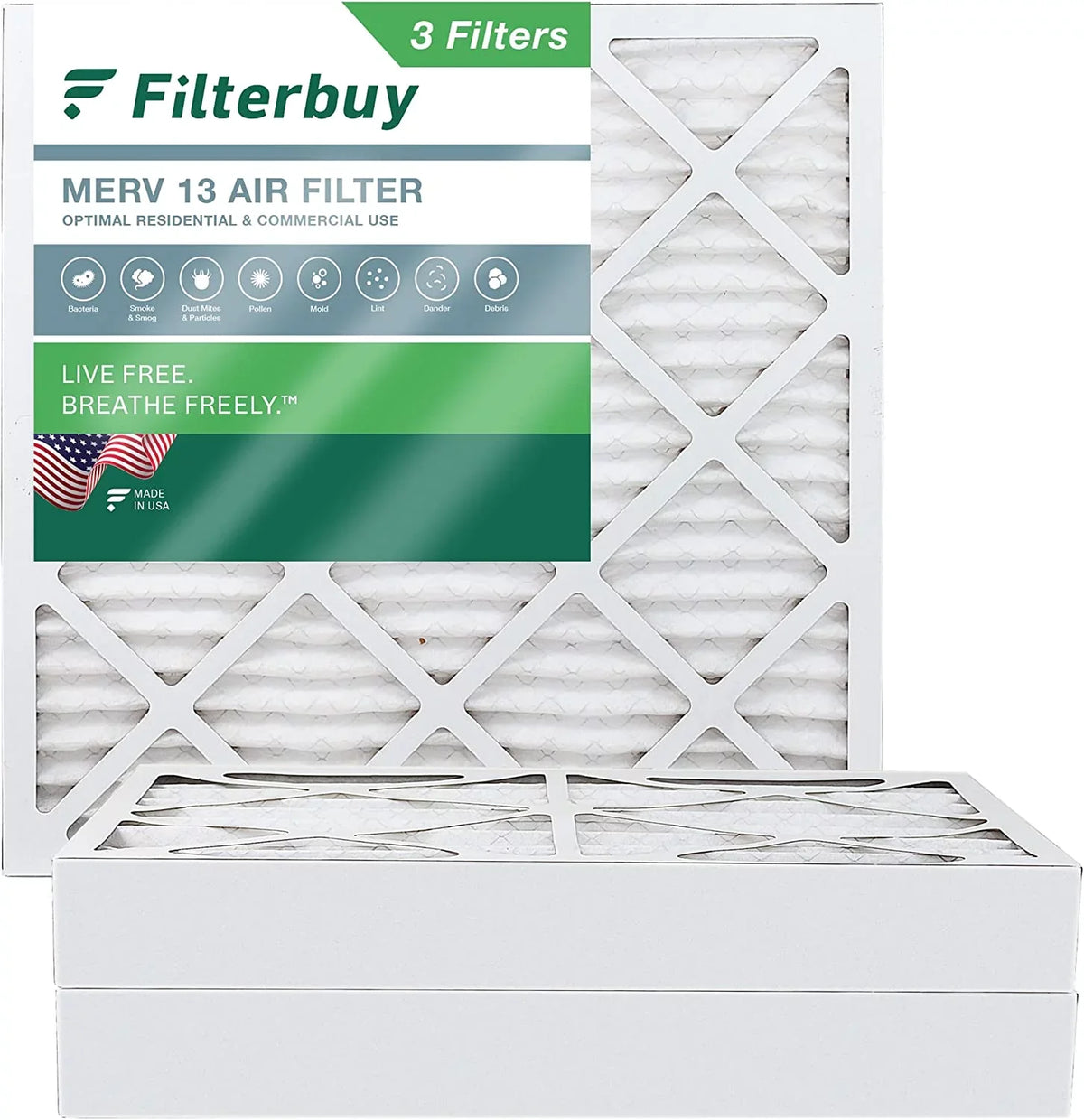 (3-Pack) Pleated MERV atmospheric 20x20x4 AC HVAC Filterbuy Furnace 13 Filters