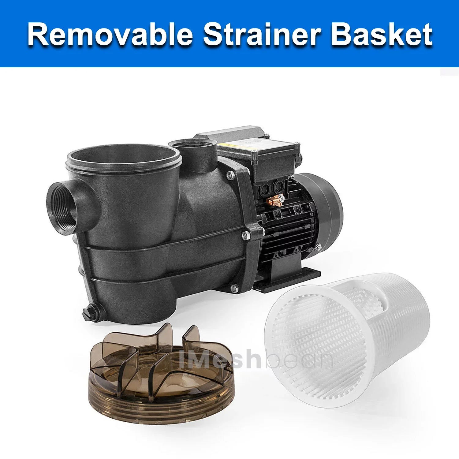 Motor 3/4HP Pool Ground Strainer Swimming Pool Head 38FT, Ground Pump, Max for Swimming and 2760GPH, Inground 110V, iMeshbean Pool Basket Above Above Water w/ Circulation,