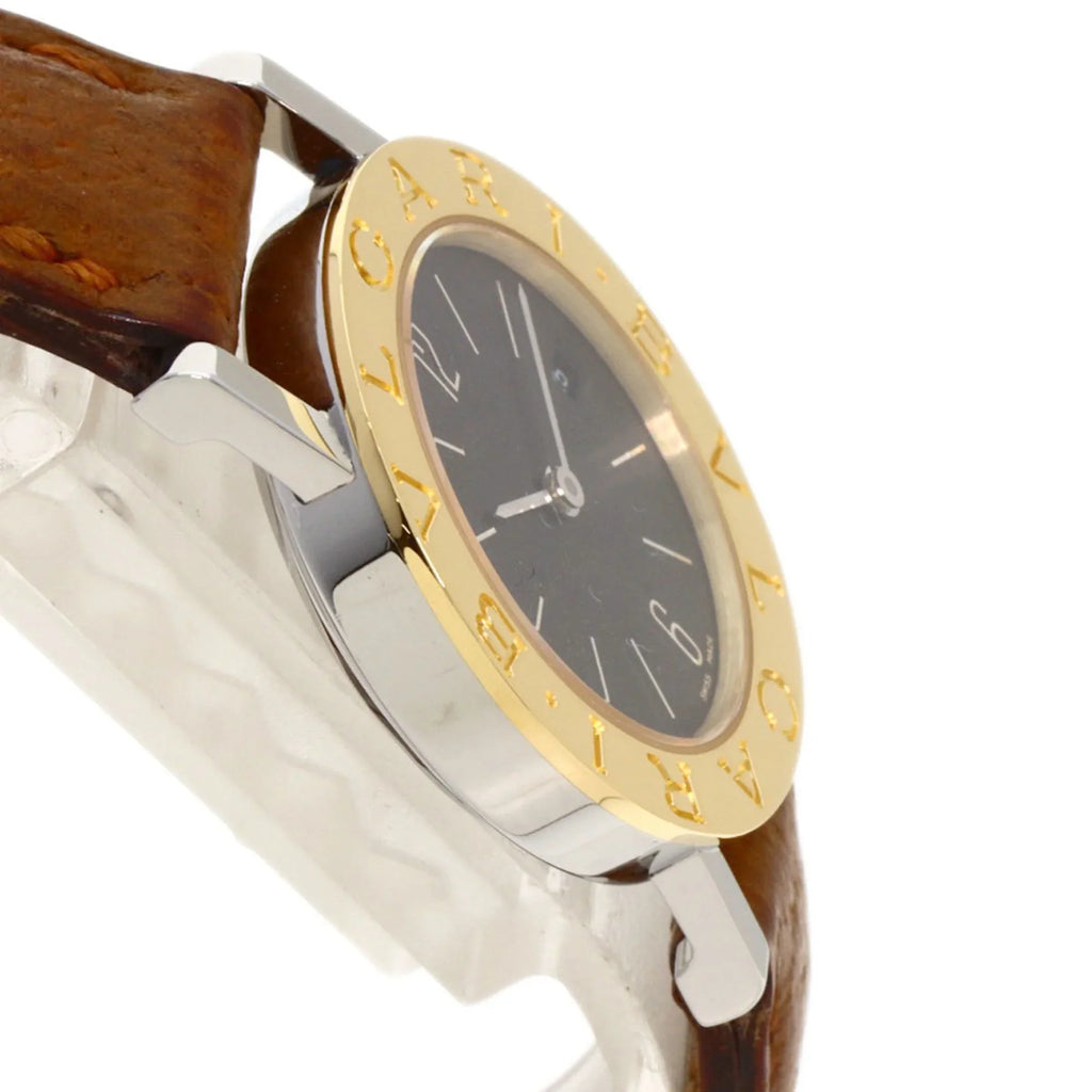 (Good) Ladies Stainless BVLGARI Pre-Owned Steel/Leather/K18YG BB26SGL Watch