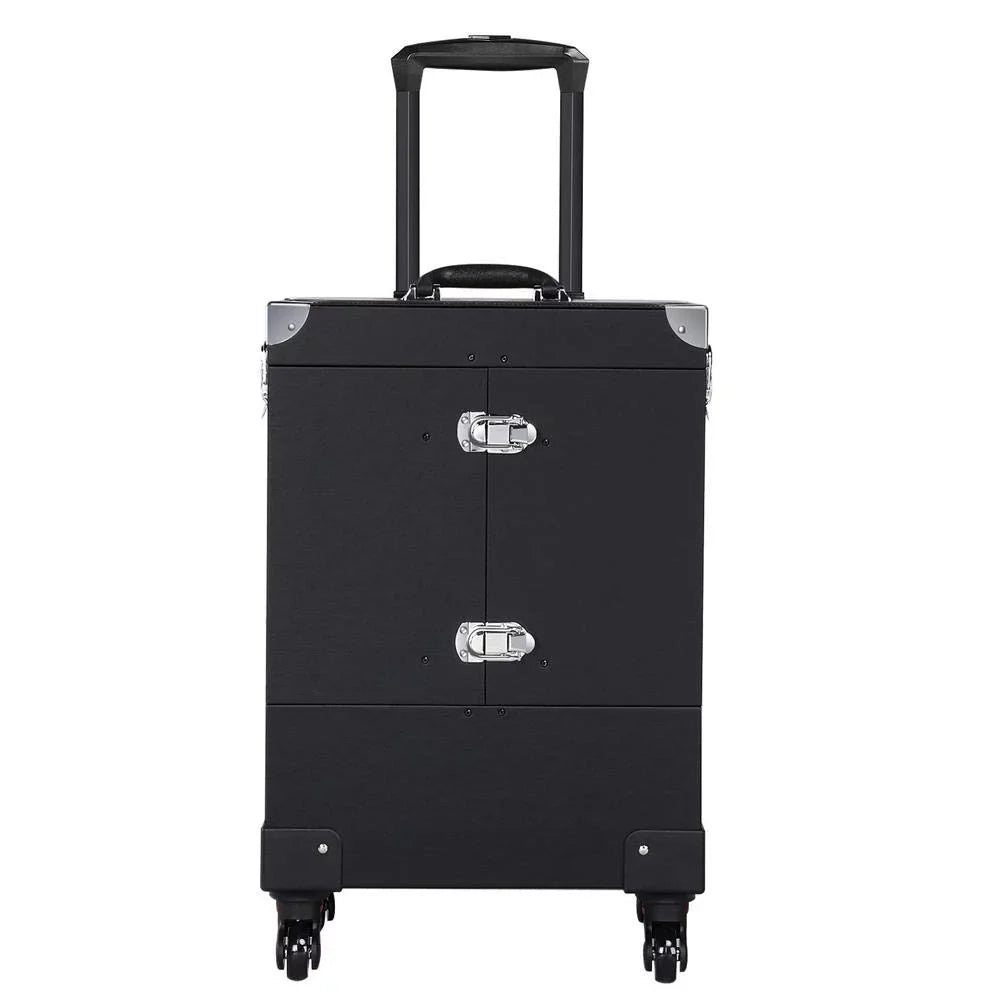 Rod Cosmetic Handle, Makeup Removable 4 Trolley Case Black Wheels, Rolling Train with Luggage Travel Case, Pull Spinner Mirror and