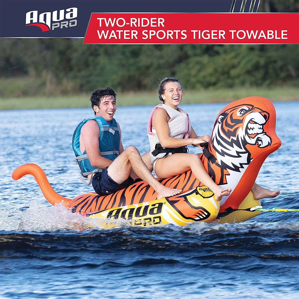 AquaPro Person Orange Rider, 96 Water Heavy Duty Tiger 2 Inch Nylon Towable