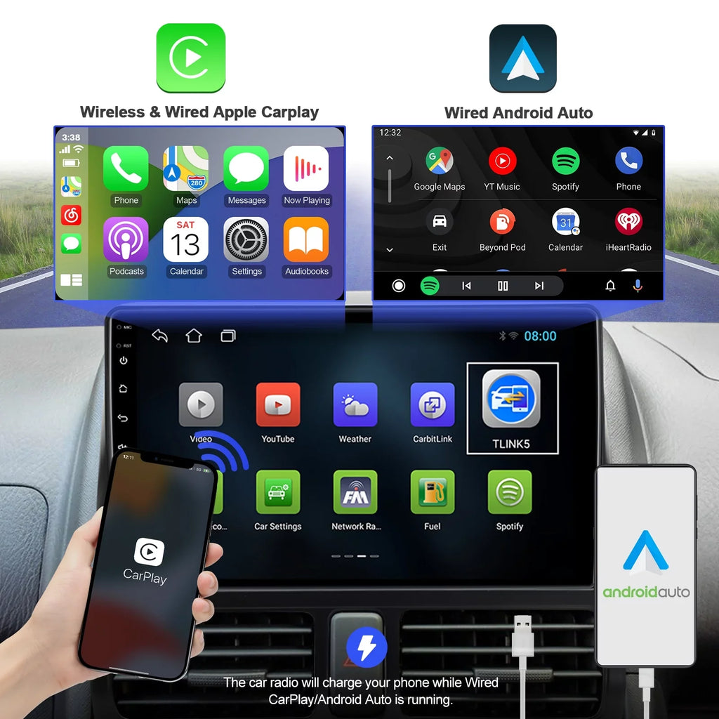 Backup Car Wheel Radio Wireless Android Inch Auto/GPS/Bluetooth/FM/AUX-in/Steering 9 Din TouchScreen 10 Honda with Camera CR-V Stereo 2002-2006 Double Carplay/Android for Built-in Control