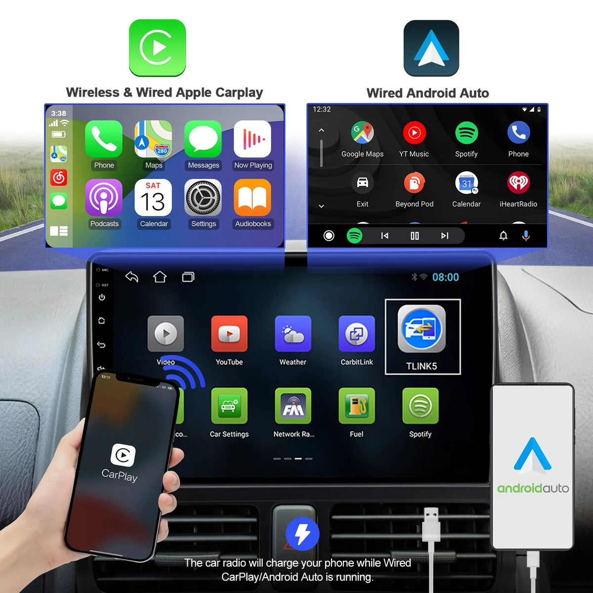 Backup Car Wheel Radio Wireless Android Inch Auto/GPS/Bluetooth/FM/AUX-in/Steering 9 Din TouchScreen 10 Honda with Camera CR-V Stereo 2002-2006 Double Carplay/Android for Built-in Control