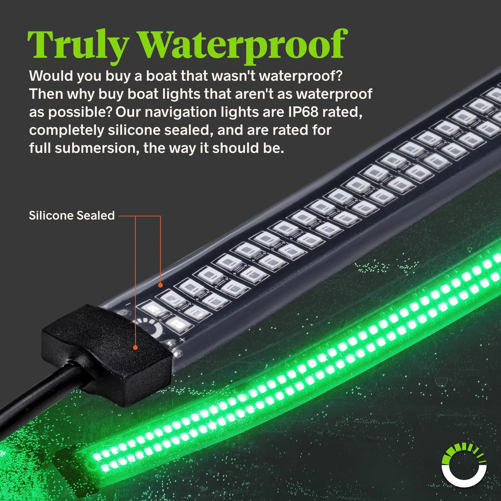 Red Strip Pontoon Kit Boat 2-Row Navigation 132 for Light LED Kayak Green Marine