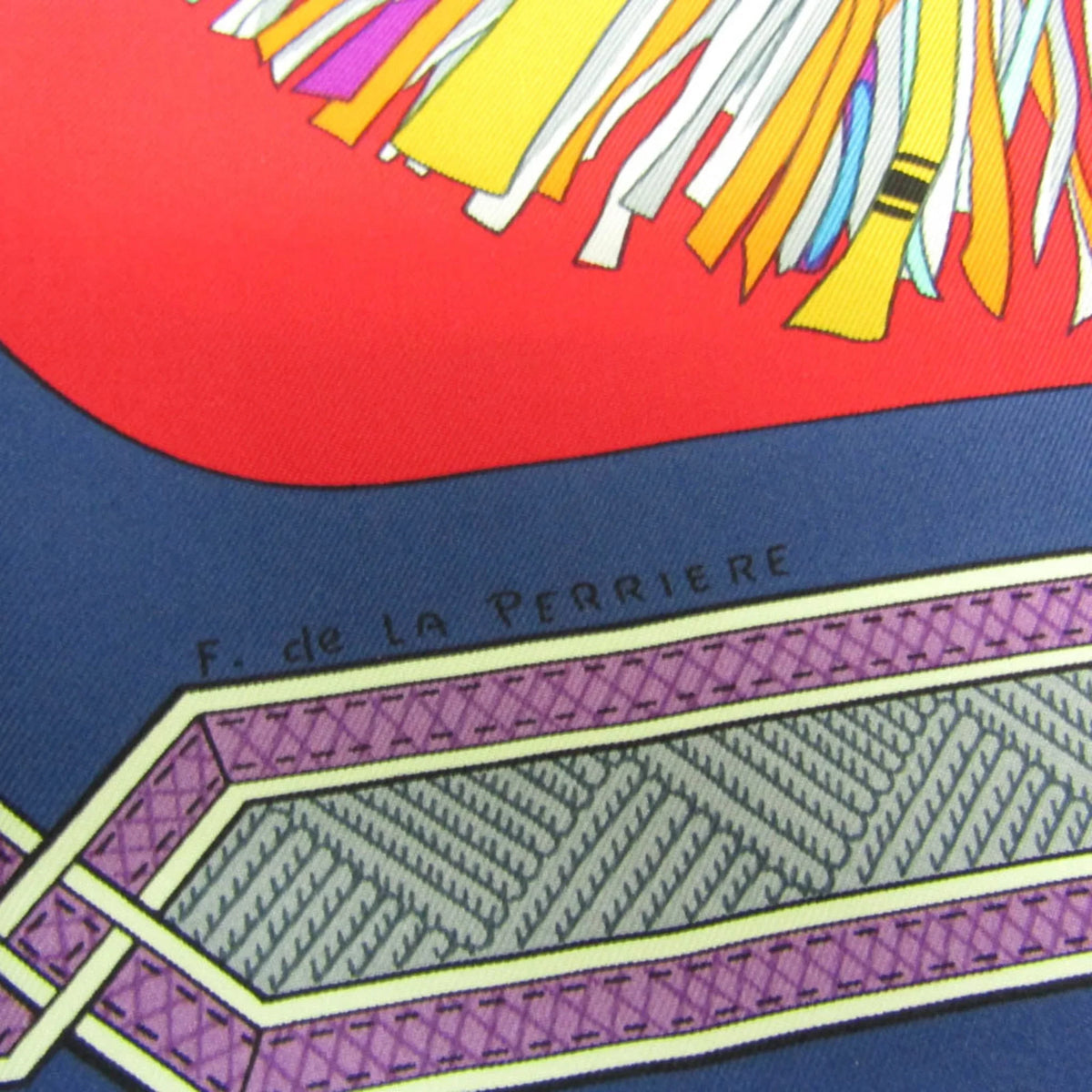 Hermes Women's DESERT Scarf Multi-color,Navy,Red Silk Color CUIRS Carre90 (Good) DU Pre-Owned