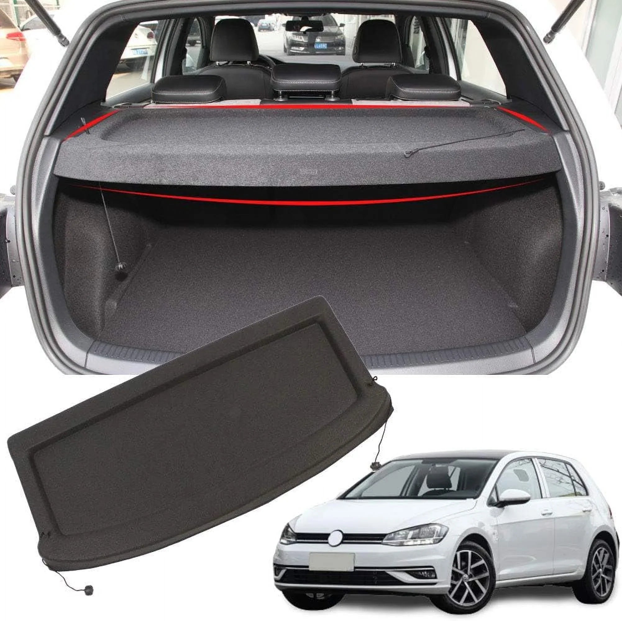 GTI 7 Volkswagen Rear 2019 Black GTI Fit Non-retractable Accessory, Cargo Cover Trunk 2015 VW 2016 Privacy Golf 7 Luggage 2018 Hatchback GOLF Shade 2017 2015-2019 for