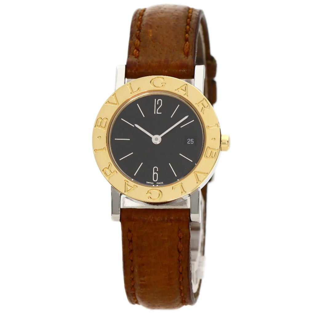 (Good) Ladies Stainless BVLGARI Pre-Owned Steel/Leather/K18YG BB26SGL Watch
