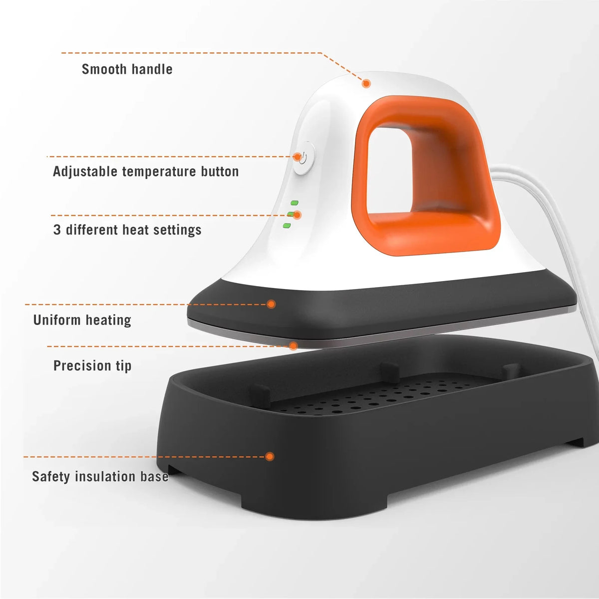 7" Iron for Heat Clothes Heating T-Shirt Fast 3.8" Mini Machine Bags, Heat Machine * Transfer Hat Orange with Press in mobile