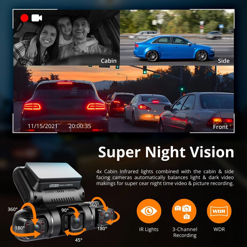 Cabin, 1080P+1080p+1080p Rexing S3 Cam Dash Sides Front, 3-Channel