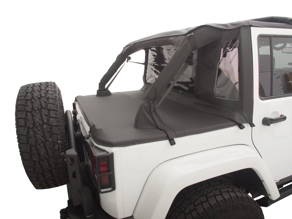 990235 RealTruck by Jeep Rear Cover Door, Soft With Trailview For Tonneau Black 2 Diamond Top 2007-2018 Wrangler Rampage Style