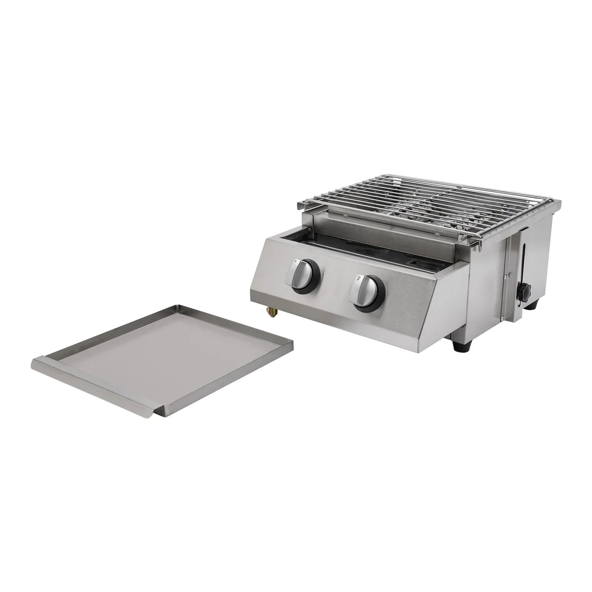 Steel LPG Grill Barbeque Stainless Gas Grill, Sliver 2-Burner for Outdoor Countertop