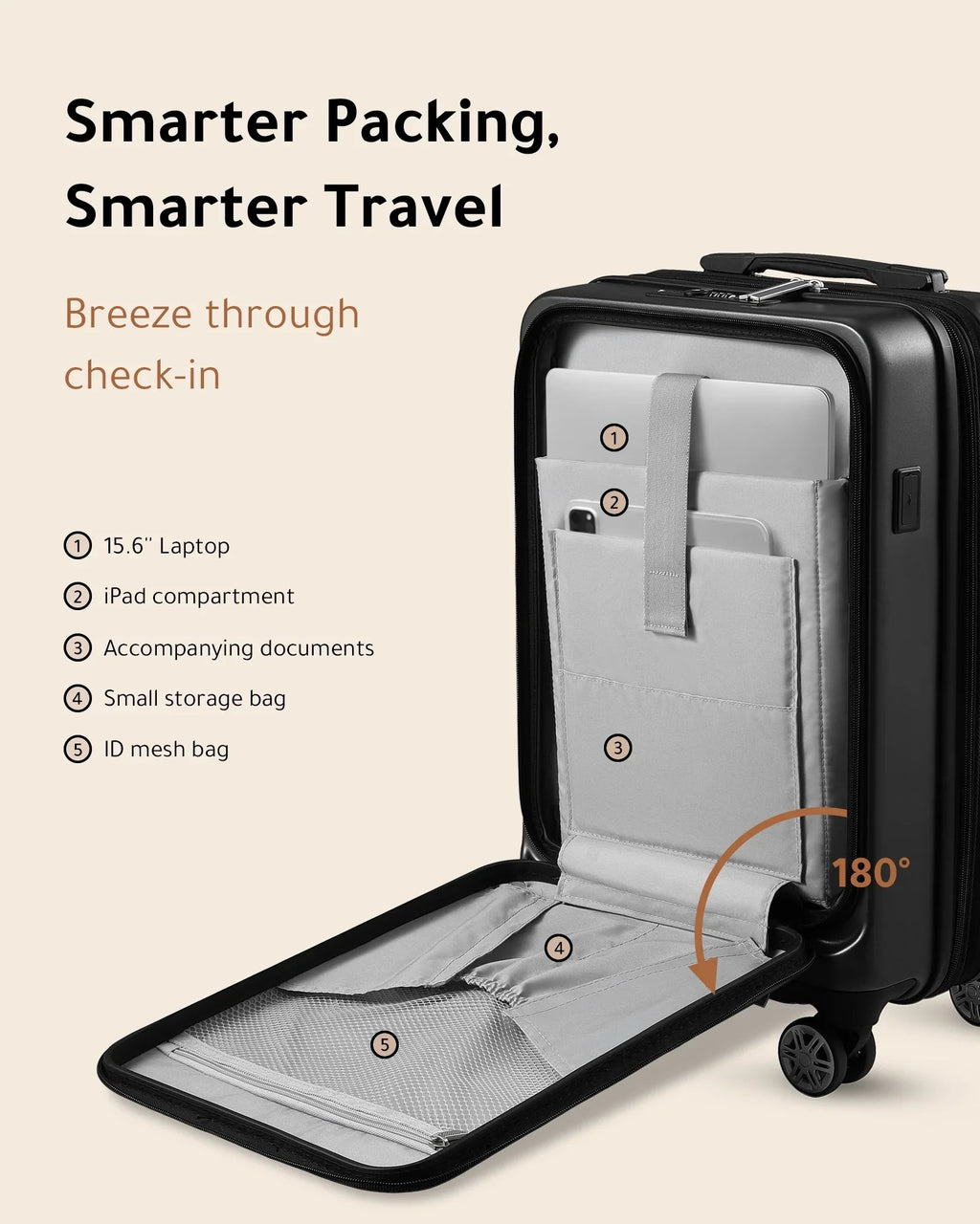 on Hardshell with Carry Front USB Luggage, Port Pocket and LUGGEX Expandable Suitcase