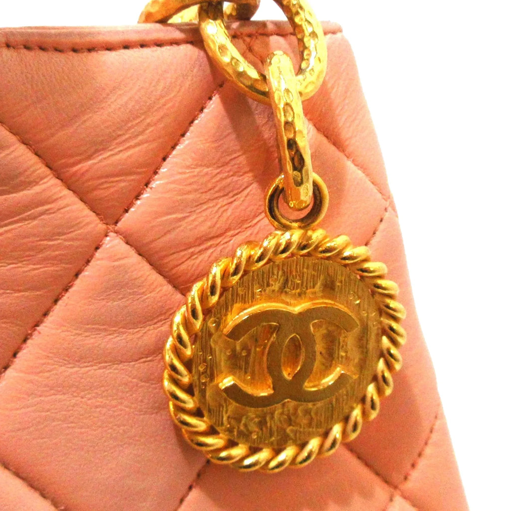 Leather Lambskin Orange Medallion Bag (Good) Pre-Owned Tote Chanel Authenticated Women Tote