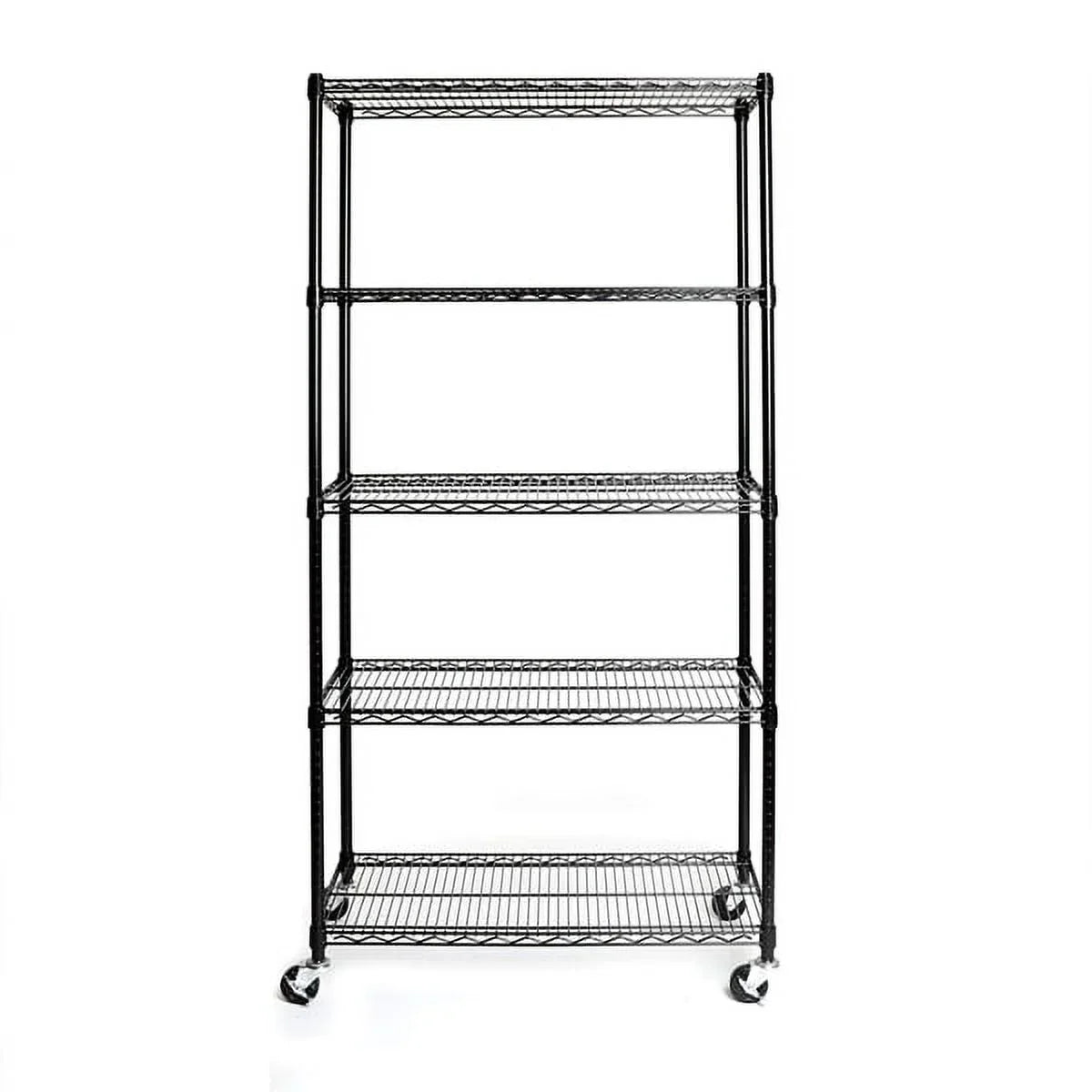 Fithood Shelving NSF-Certified 5-Tier with Wire Steel Black Wheels