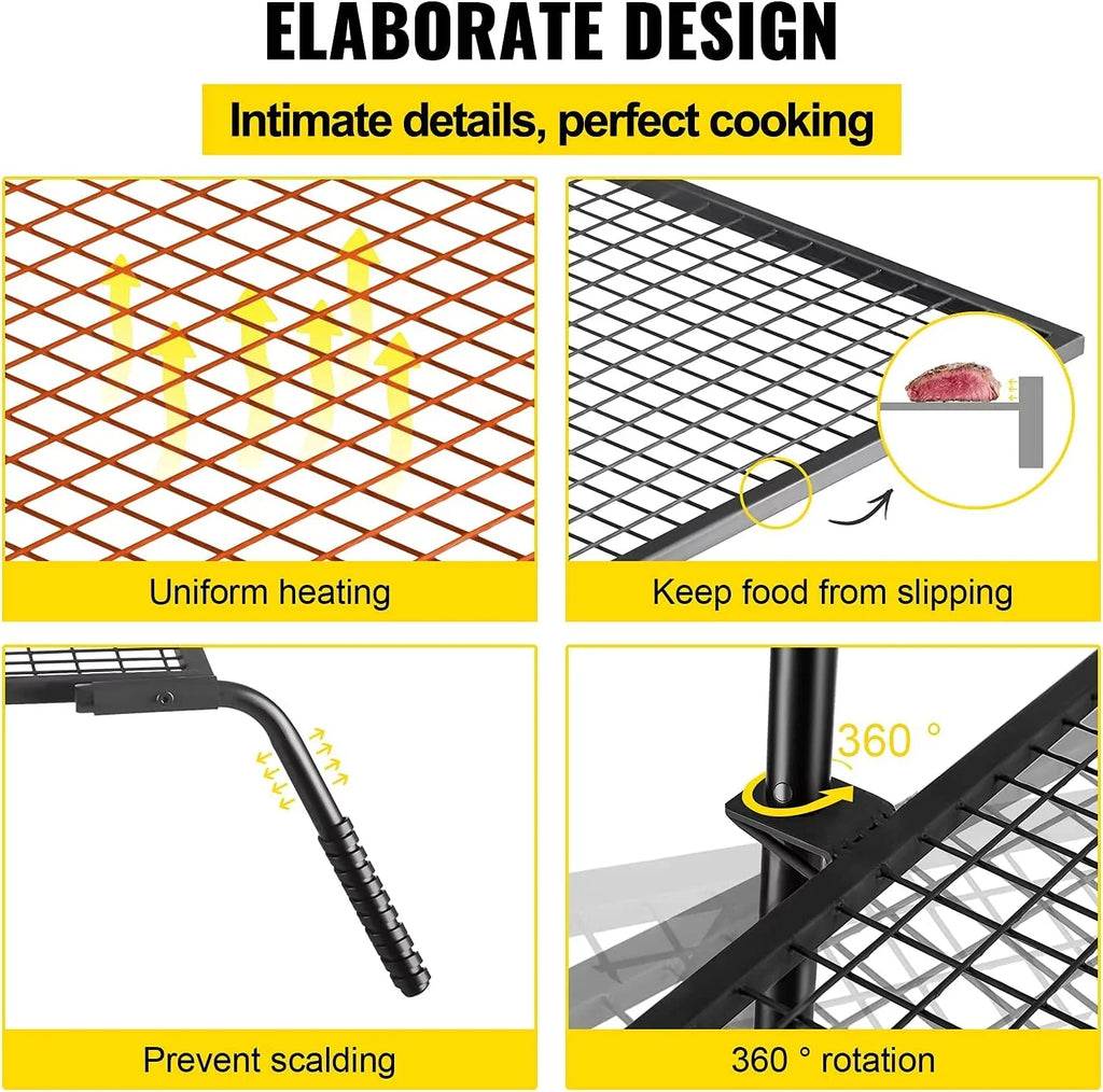 Cooking Open Layer Grate Height Pit Grill for Grill Section Fire Grate,Double Campfire Over Fire Grate Outdoor Pit,Three Grill Adjustable Flame