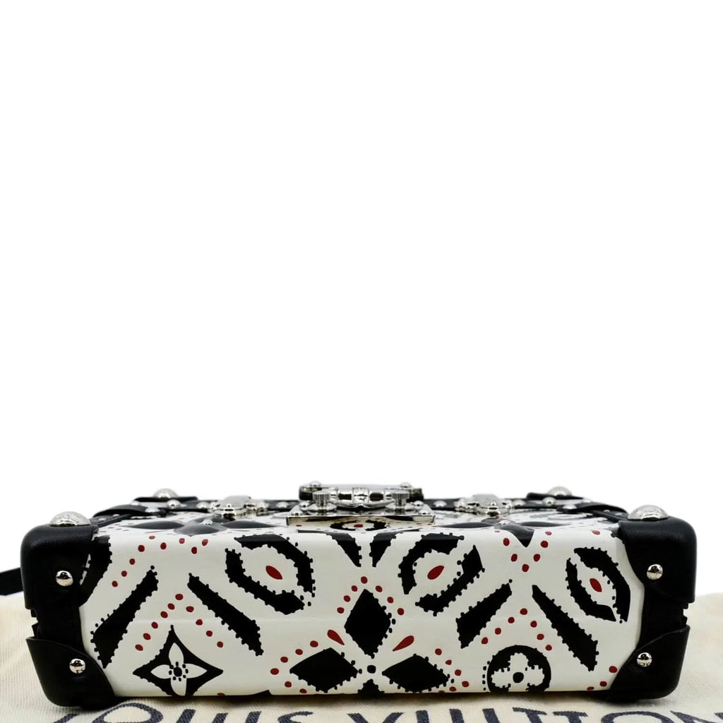 Black/Multicolor Print Crossbody Petite Pre-owned Bag LOUIS Graphic VUITTON Malle Leather