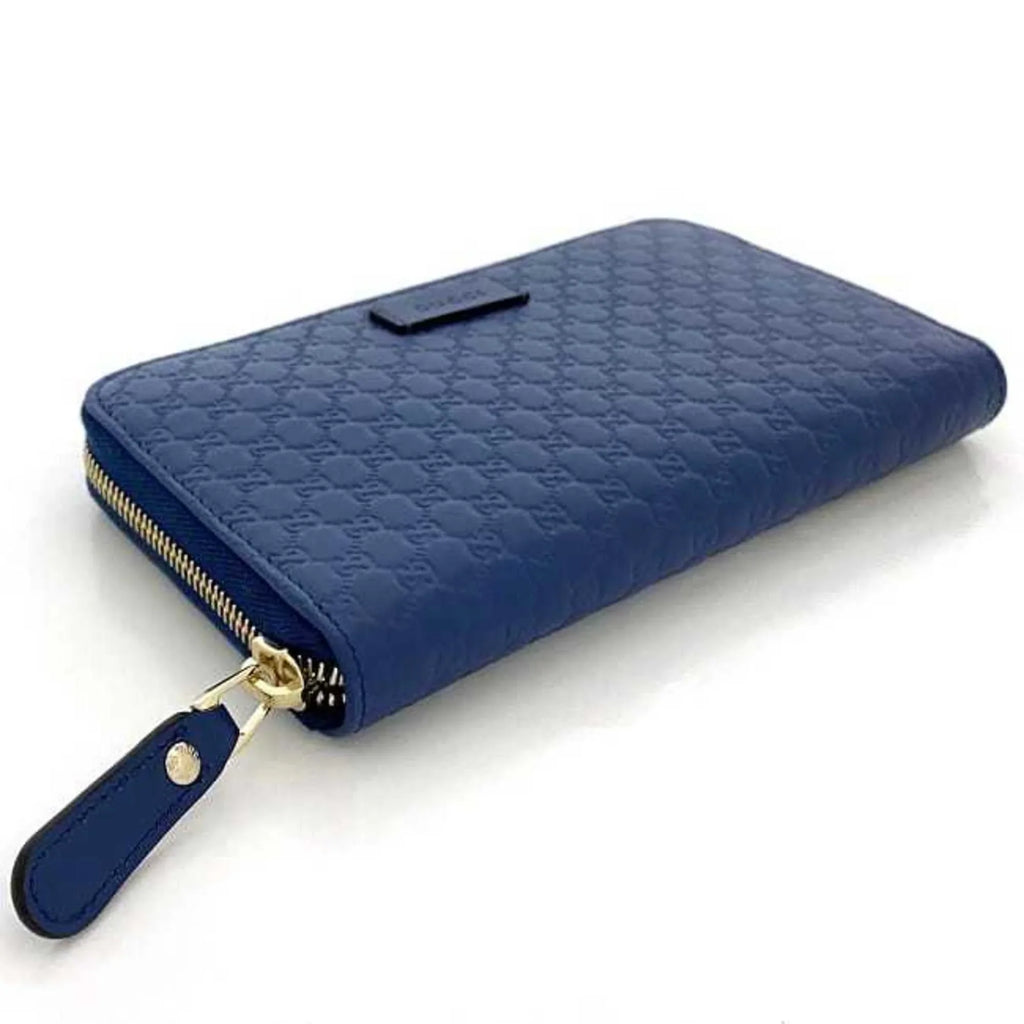 (Like Long 449391 Round Gucci Pre-Owned New) Leather Wallet GG GUCCI Navy Microsima