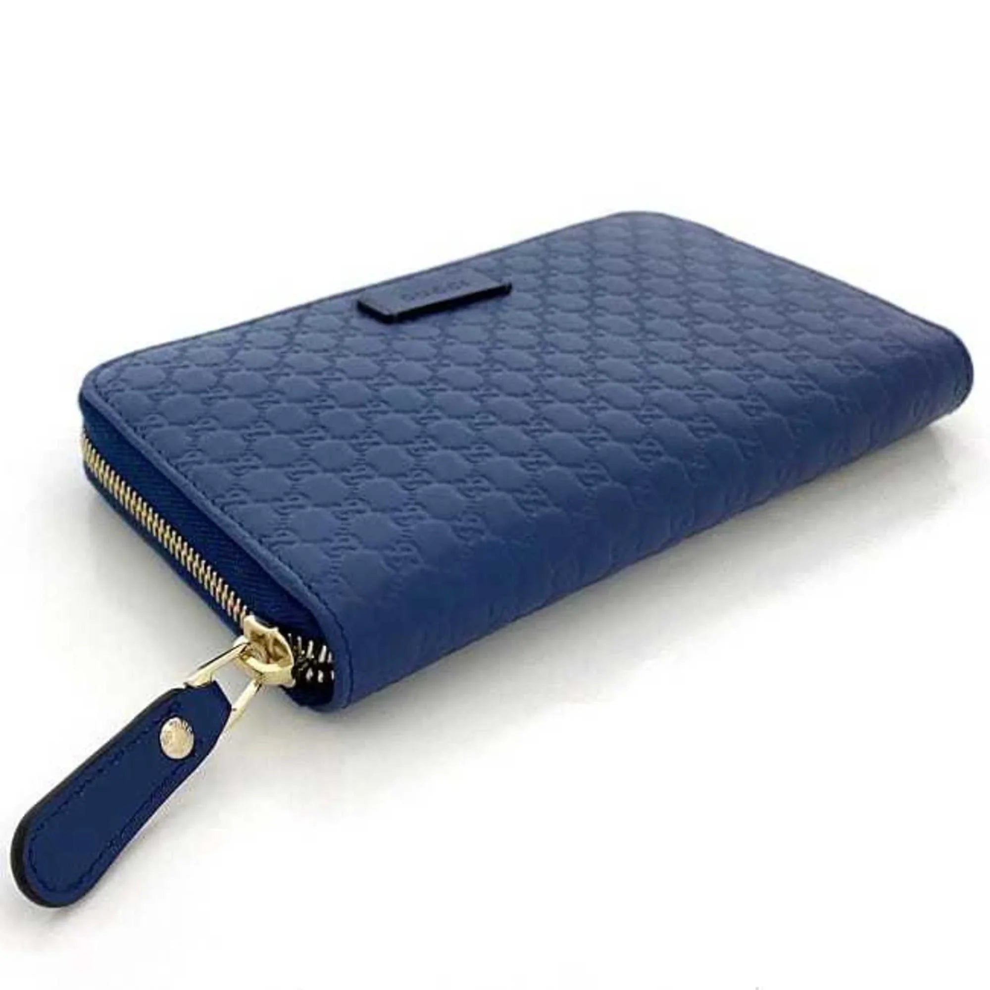 (Like Long 449391 Round Gucci Pre-Owned New) Leather Wallet GG GUCCI Navy Microsima