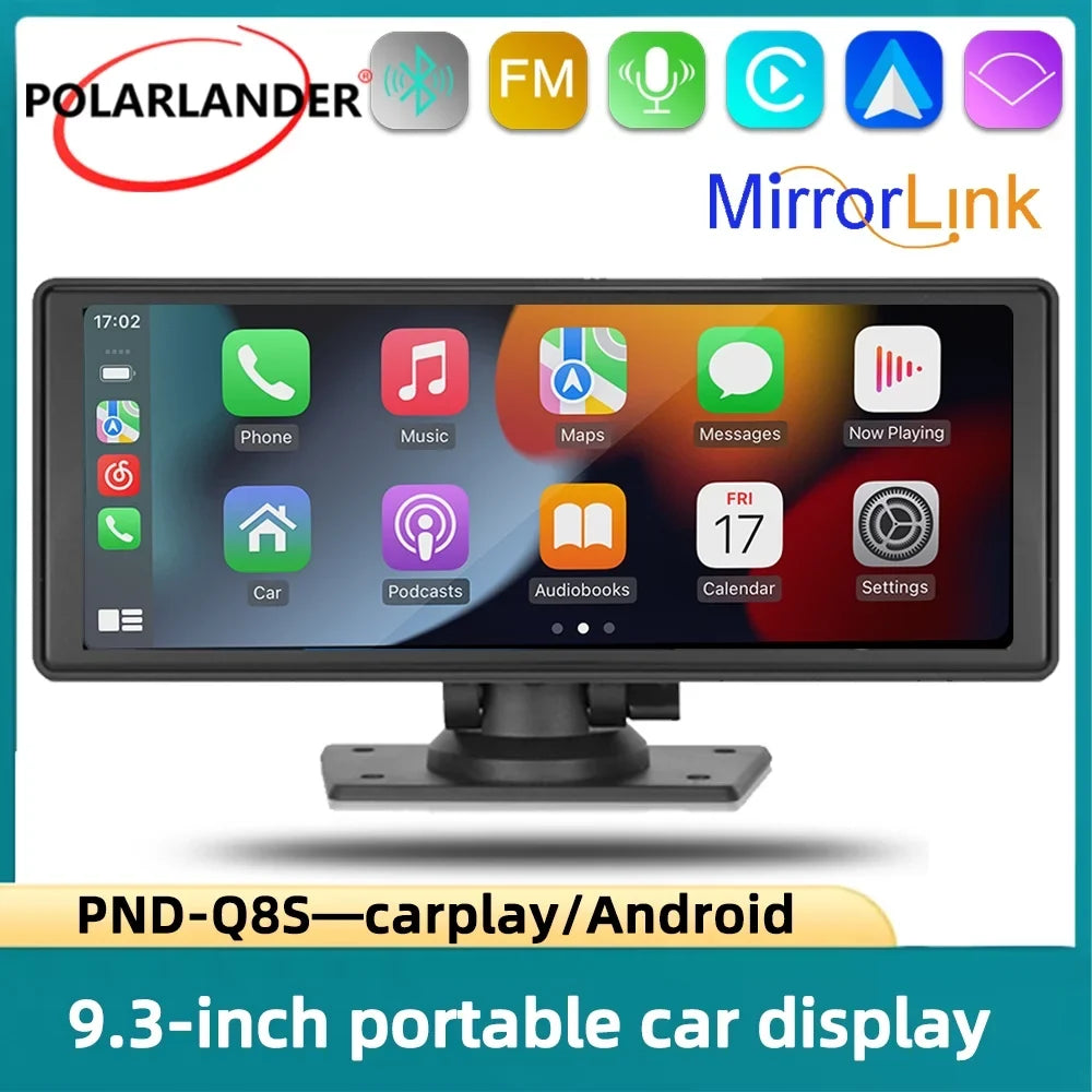 Touchscreen,Supports Front Camera, Bluetooth Stereo, Auto Backup Cam, Hands-Free Most 9.3" Dash Wireless Android Cars & IPS Carplay transportable Calling, HD Polarlander Car