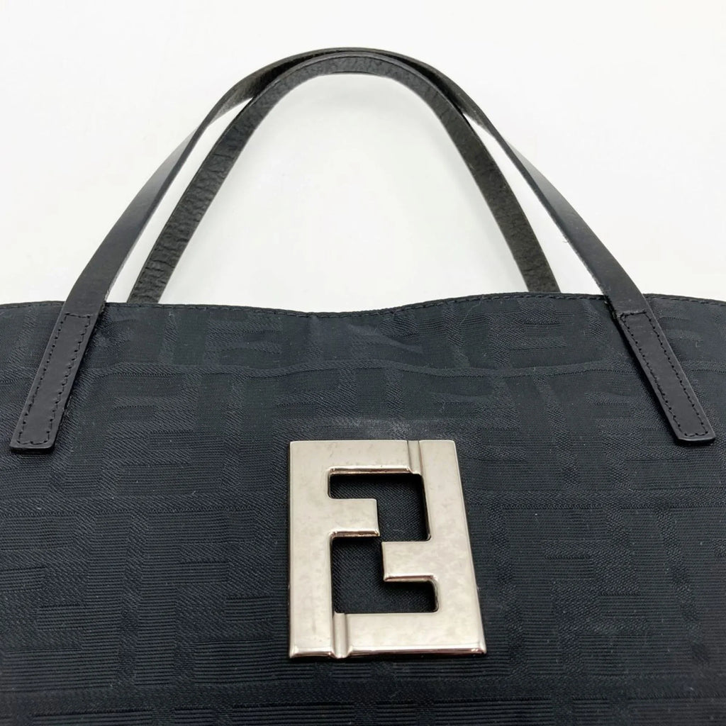 FENDI pattern nylon canvas handbag tote (Good) Zucca 15786 bag Pre-Owned black ladies
