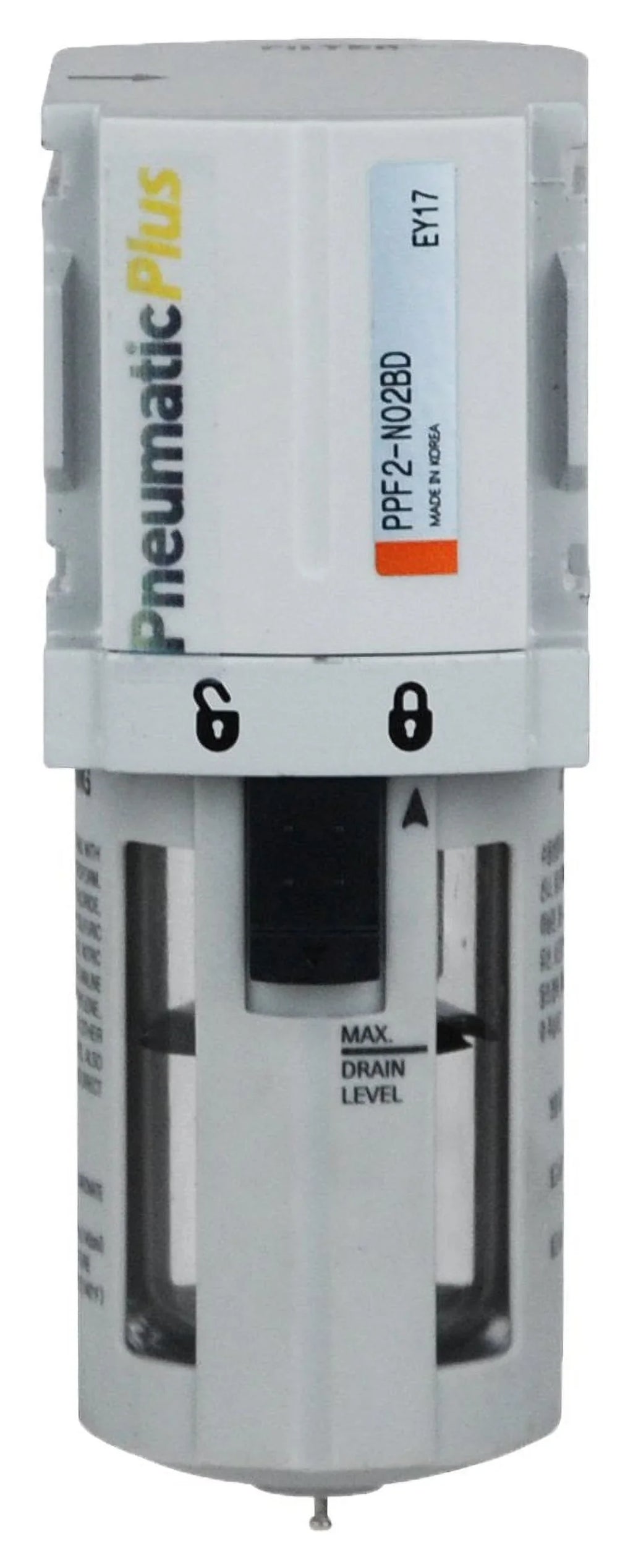 PPF2-N02B - Micron, Bracket PneumaticPlus Particulate NPT Miniature Filter oxygen 5 Drain, 1/4" Poly Compressed Manual Bowl,