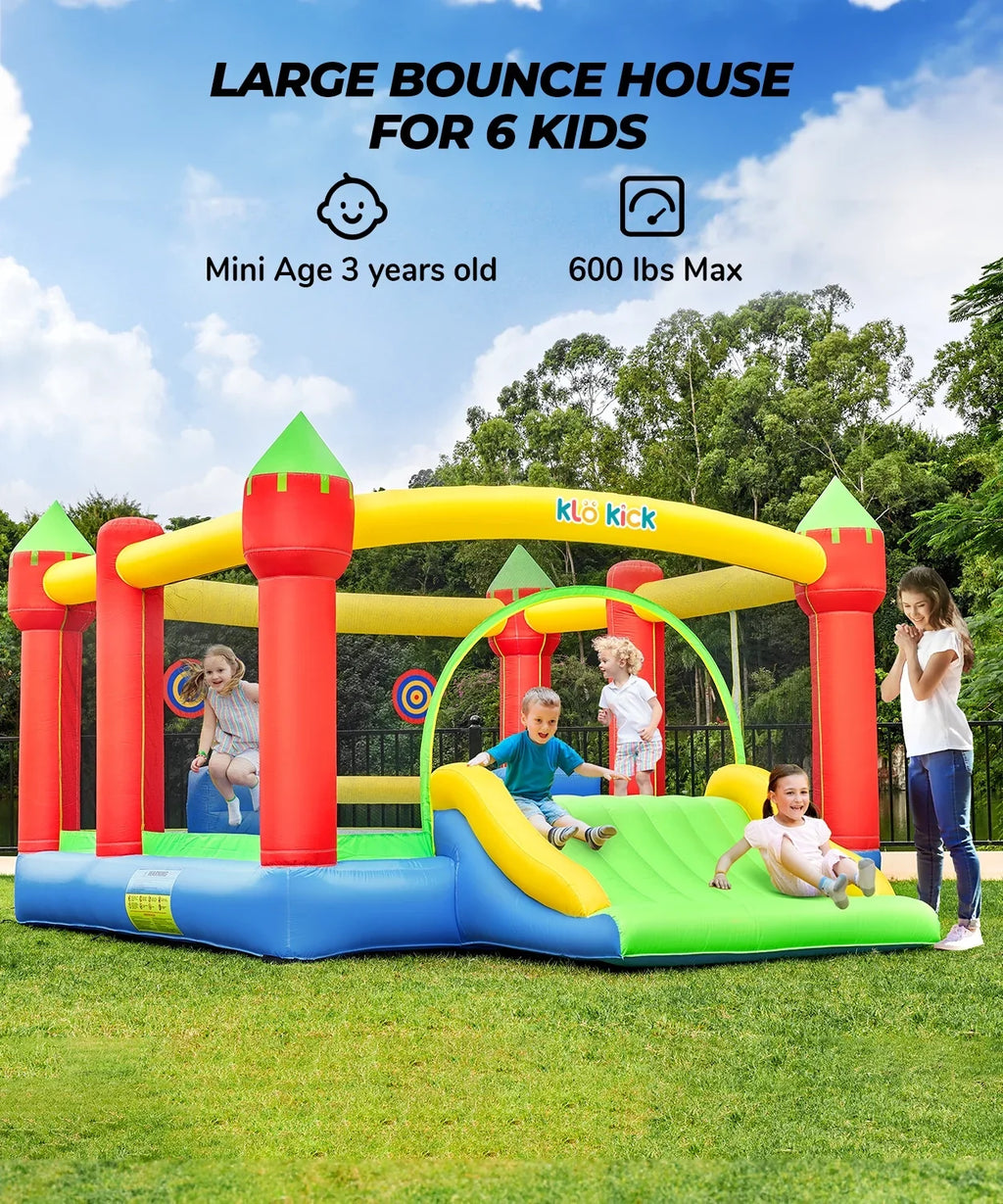 Bounce for Slide Oxford Adult, Teen, 12' 840D 15'x Kids KLOKICK Infant, Large Child, Blower 3-10 Tween self-inflating House with Years, Bouncers for 6 &